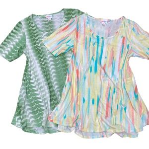 LuLaRoe Women’s Perfect Tees Lot of Two Swing  Flowy Size Small Green Pastel NWT